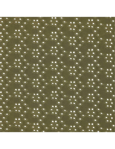 Elastischer Stoff mit englischer Stickerei - Khaki