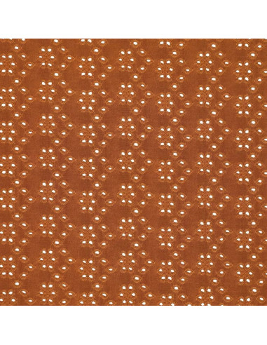 Dehnbarer Broderie-Anglaise-Stoff - Haselnuss