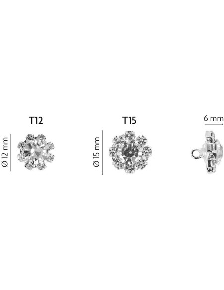 Strass-Knopf mit Schwanz Aveline - Silber