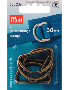 Schachtel mit 4 D-Ringen - Antikes Messing 30 mm
