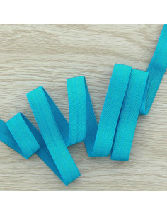Vorgefaltetes elastisches Satin-Schrägband 15 mm breit - Türkisblau
