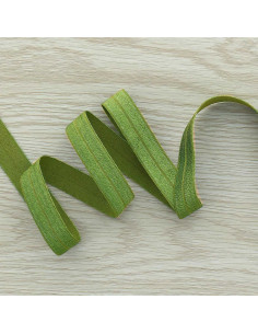 Vorgefaltetes elastisches Satin-Schrägband 15 mm breit - Armeegrün