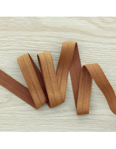 Vorgefaltetes elastisches Satin-Schrägband, 15 mm breit - Haselnuss