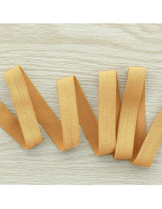 Vorgefaltetes elastisches Satin-Schrägband, 15 mm breit - Camel