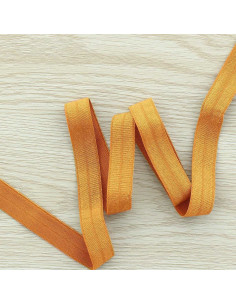 Vorgefaltetes elastisches Satin-Schrägband 15 mm breit - Dunkelgold