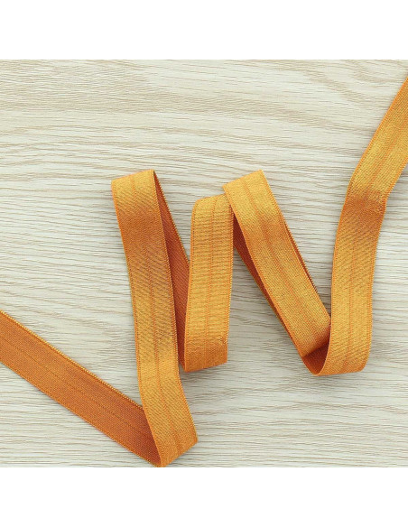 Vorgefaltetes elastisches Satin-Schrägband 15 mm breit - Dunkelgold