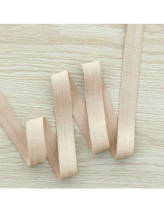 Vorgefaltetes elastisches Satin-Schrägband 15 mm breit - Sandfarben