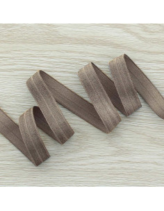 Vorgefaltetes elastisches Satin-Schrägband 15 mm breit - Dunkel Taupe