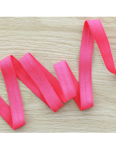 Vorgefaltetes elastisches Satin-Schrägband, 15 mm breit - Fuchsia