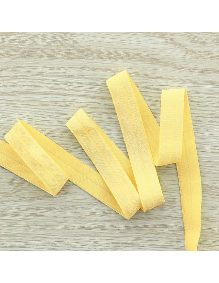 Vorgefaltetes elastisches Satin-Schrägband 15 mm breit - Strohgelb