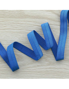 Vorgefaltetes elastisches Satin-Schrägband, 15 mm breit - Kobaltblau