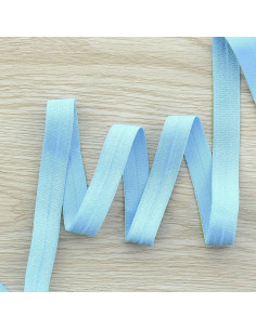Vorgefaltetes elastisches Satin-Schrägband 15 mm breit - Himmelblau