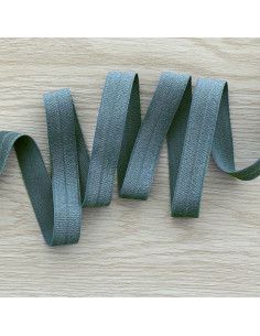 Vorgefaltetes elastisches Satin-Schrägband 15 mm breit - Blaugrau