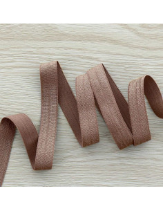 Vorgefaltetes elastisches Satin-Schrägband 15 mm breit - Taupe