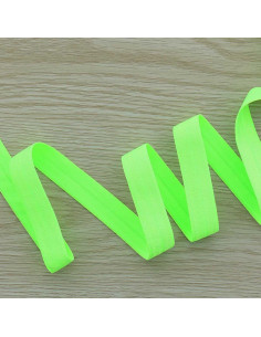 Vorgefaltetes elastisches Satin-Schrägband 15 mm breit - Neon Grün