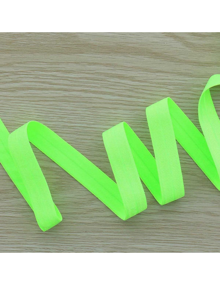 Vorgefaltetes elastisches Satin-Schrägband 15 mm breit - Neon Grün