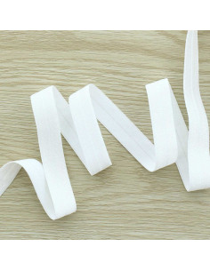 Vorgefaltetes elastisches Satin-Schrägband, 15 mm breit - Ecru