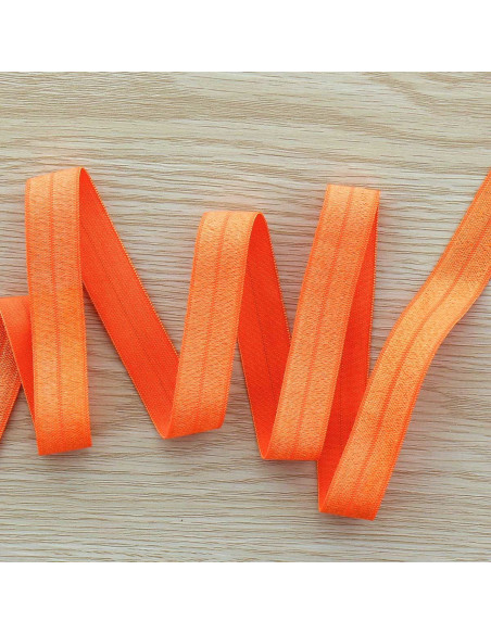 Vorgefaltetes elastisches Satin-Schrägband 15 mm breit - Orange