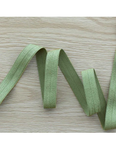 Vorgefaltetes elastisches Satin-Schrägband 15 mm breit - Salbeigrün