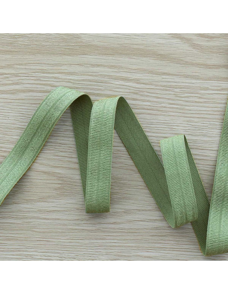 Vorgefaltetes elastisches Satin-Schrägband 15 mm breit - Salbeigrün