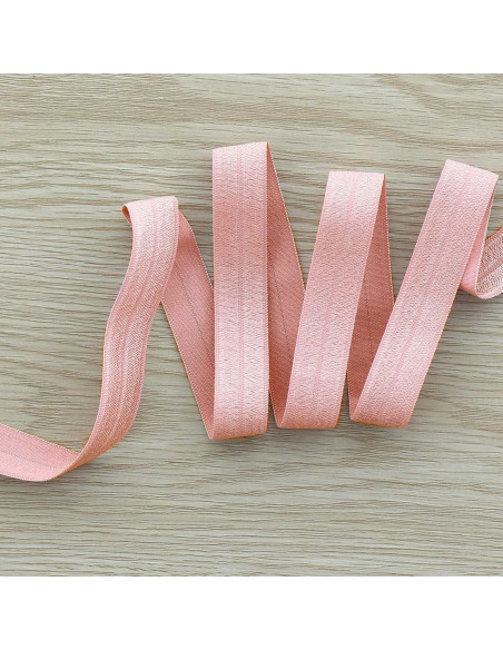 Vorgefaltetes elastisches Satin-Schrägband 15 mm breit - Altrosa