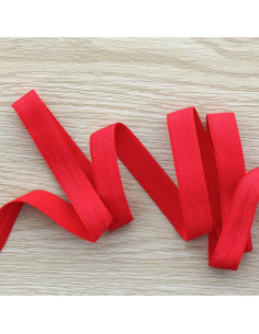 Vorgefaltetes elastisches Satin-Schrägband, 15 mm breit - Rot
