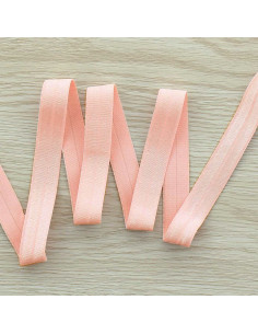 Vorgefaltetes elastisches Satin-Schrägband, 15 mm breit - Babyrosa