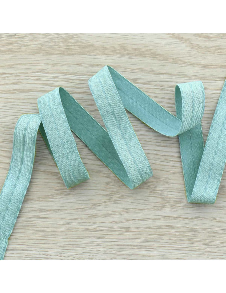 Vorgefaltetes elastisches Satin-Schrägband 15 mm breit - Stahlblau