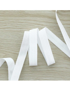 Vorgefaltetes elastisches Satin-Schrägband 15 mm breit - Weiß