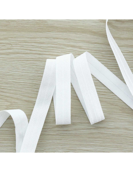 Vorgefaltetes elastisches Satin-Schrägband 15 mm breit - Weiß