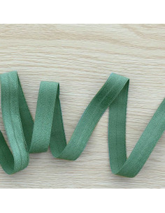 Vorgefaltetes elastisches Satin-Schrägband 15 mm breit - Viridiangrün