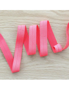Vorgefaltetes elastisches Satin-Schrägband 15 mm breit - Koralle