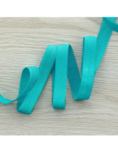 Vorgefaltetes elastisches Satin-Schrägband 15 mm breit - Ozeanblau