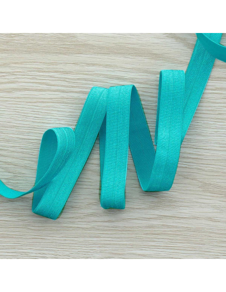 Vorgefaltetes elastisches Satin-Schrägband 15 mm breit - Ozeanblau