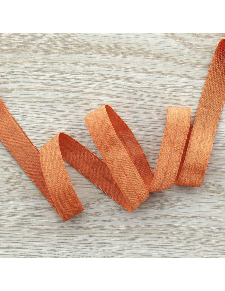 Vorgefaltetes elastisches Satin-Schrägband, 15 mm breit - Gebranntes Orange