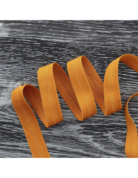 Vorgefaltetes elastisches Schrägband, matt, 20 mm breit - Ocker