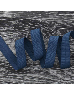 Vorgefaltetes elastisches Schrägband, matt, 20 mm breit - Dunkelblau