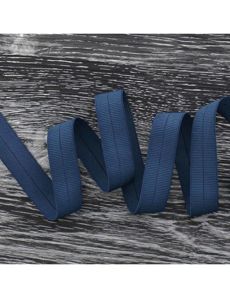 Vorgefaltetes elastisches Schrägband, matt, 20 mm breit - Dunkelblau