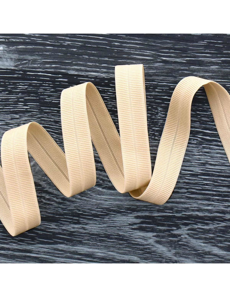 Vorgefaltetes elastisches Schrägband, 20 mm breit - Hellbeige