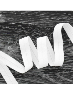 Vorgefaltetes elastisches Schrägband, matt, 20 mm breit - Weiß
