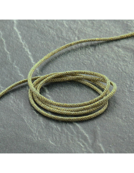 Lurex-Kordel Saxo 2 mm - Hellkhaki und Gold