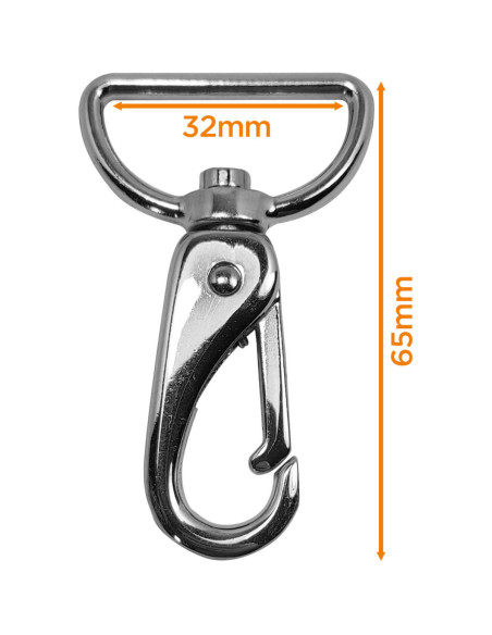 Premium Metallkarabiner - Silber 65 x 32 mm