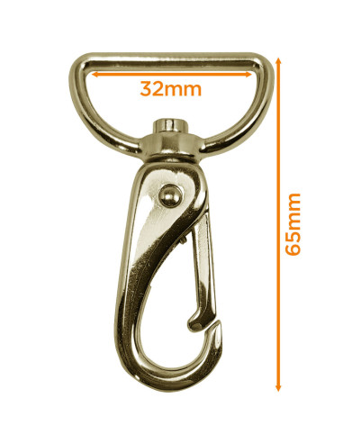Premium-Metallkarabiner - Gelbgold 65 x 32 mm