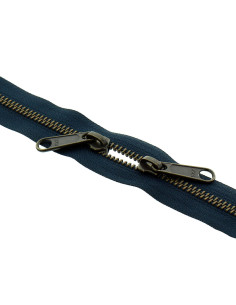Metallreißverschluss für Taschen 40 cm - Marineblau und Bronze