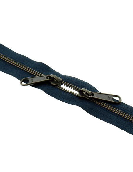Metallreißverschluss für Taschen 40 cm - Marineblau und Bronze