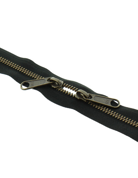 Metallreißverschluss für Taschen 40 cm - Schwarz und Bronze