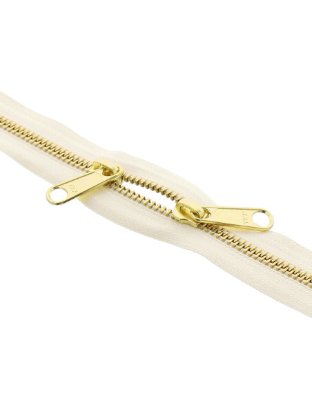 Metallreißverschluss für Taschen 40 cm - Ecru und Gold