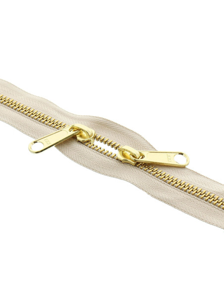 Metallreißverschluss für Taschen 40 cm - Beige und Gold