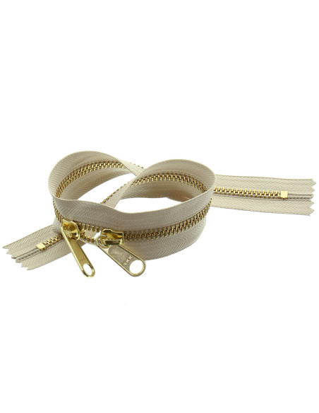 Metallreißverschluss für Taschen 40 cm - Beige und Gold