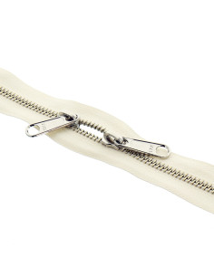 Metallreißverschluss für Taschen 40 cm - Ecru und Silber